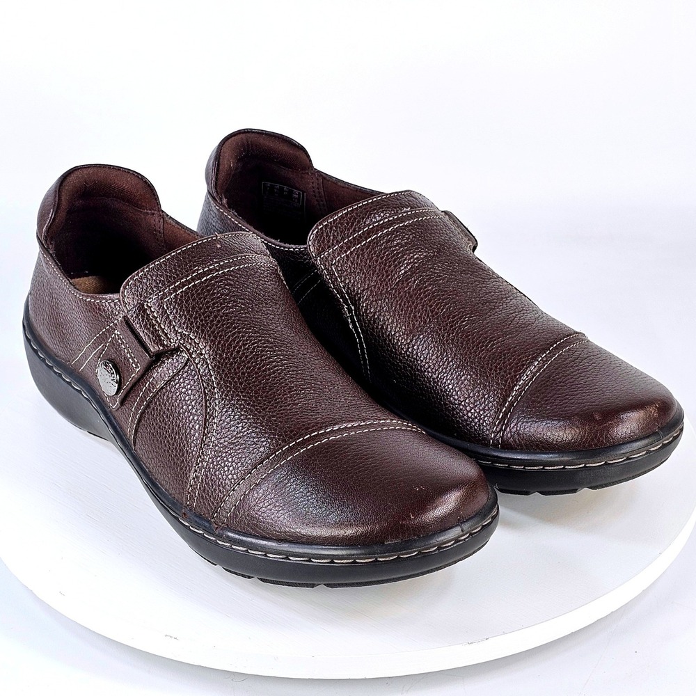Clarks Collection Cheyn Madi Dark Brown Leather Slip On Loafers 9.5N
